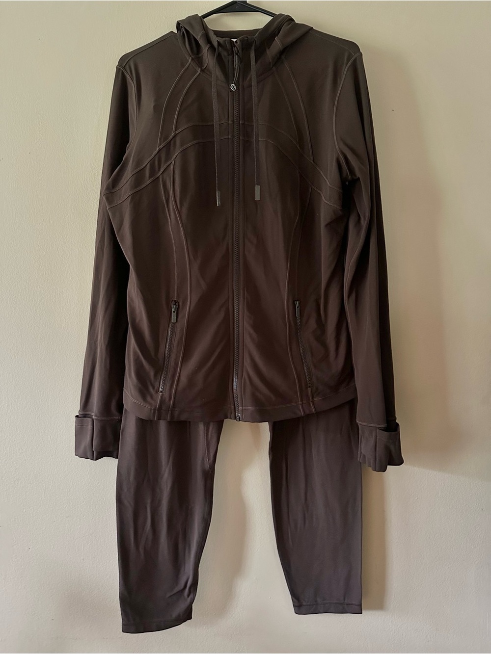 Lululemon Hooded Define Jacket & Align High-Rise Pants 25" in Java Set, Sz 14